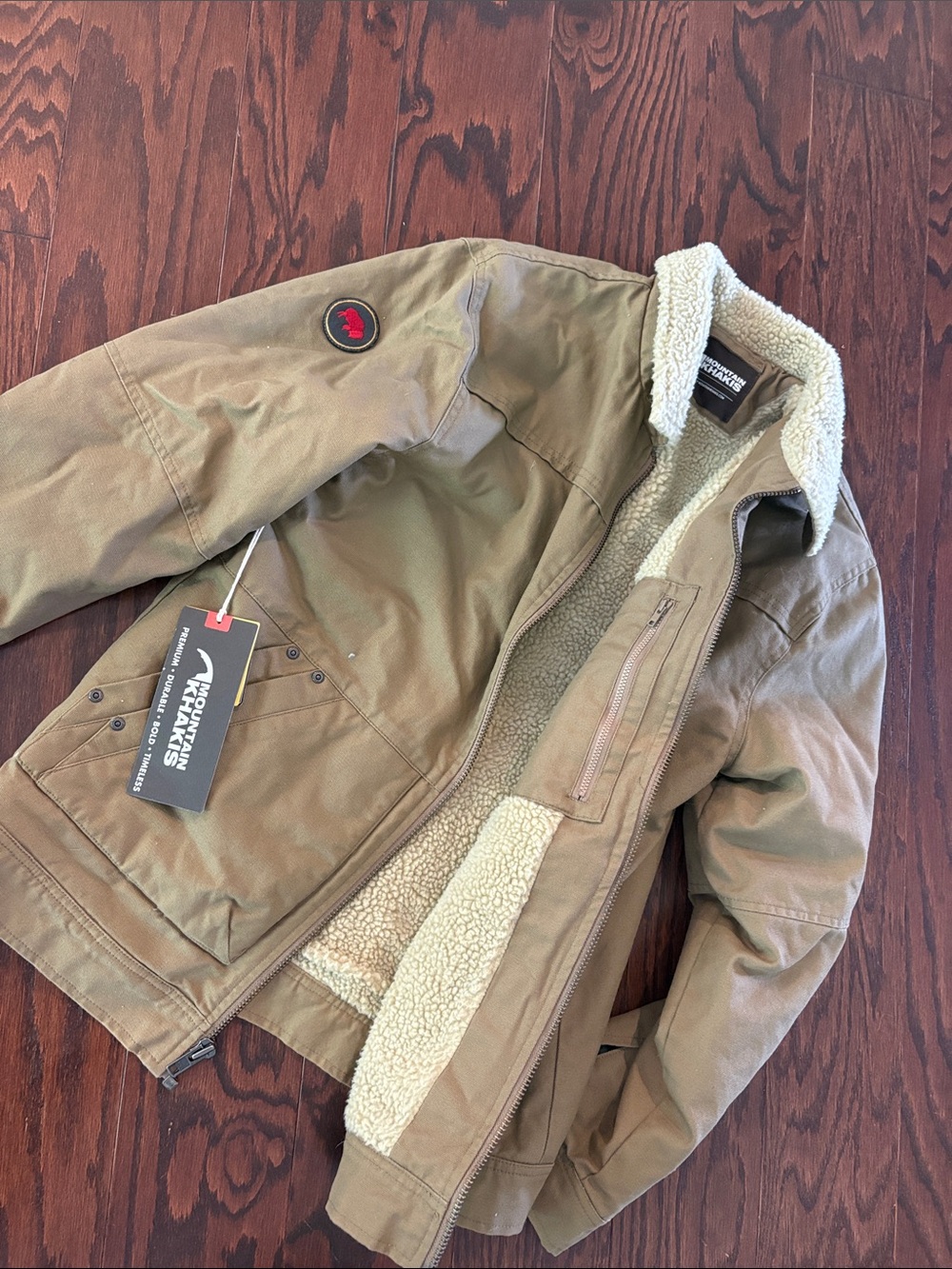 Mountain Khakis Canvas Sherpa Jacket in Olive/Tan